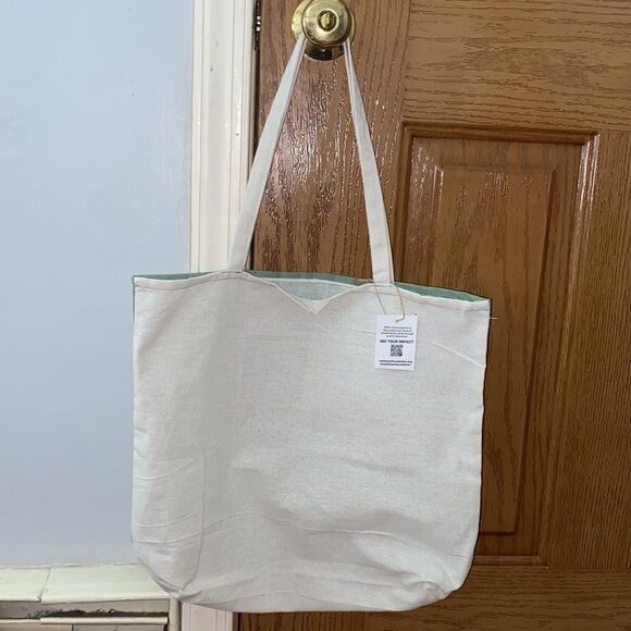 Cotton On Tote Bag Green & Tan - Picture 4 of 5